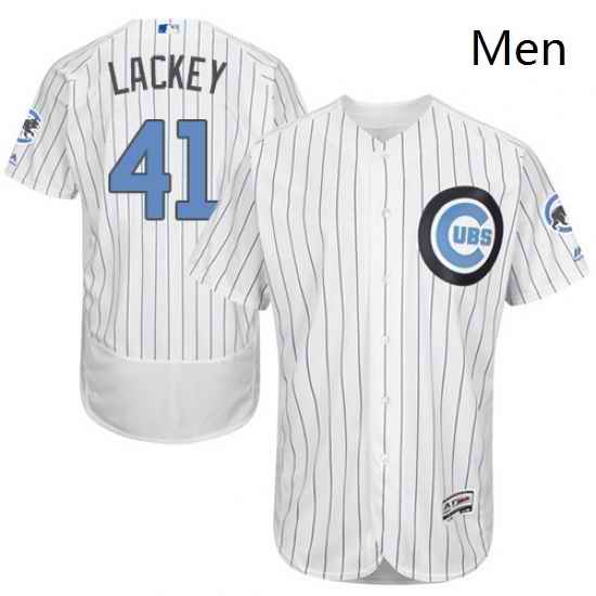 Mens Majestic Chicago Cubs 41 John Lackey Authentic White 2016 Fathers Day Fashion Flex Base MLB Jersey